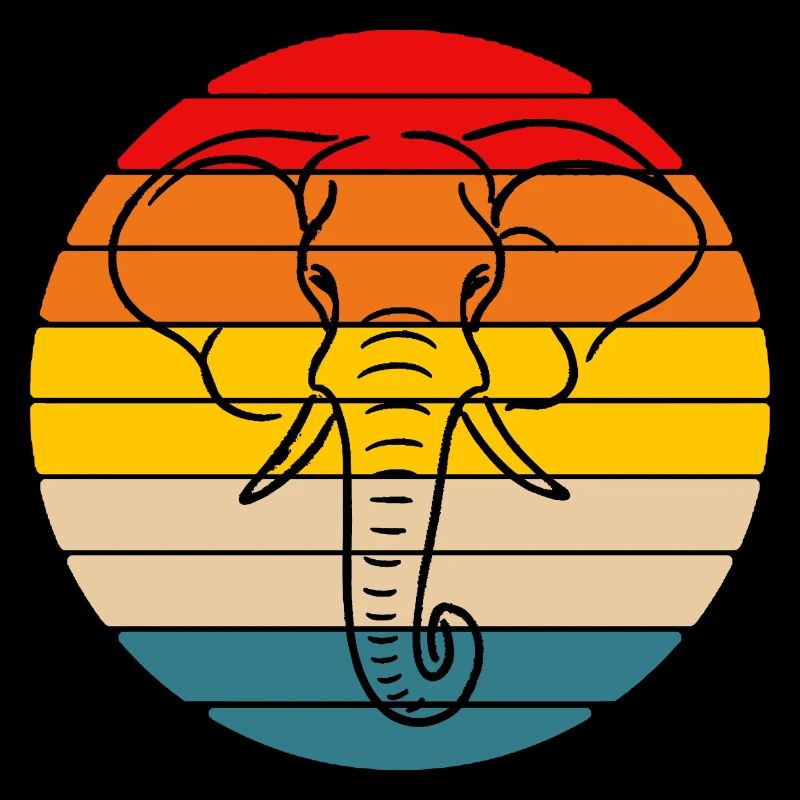 Vintage Sunset Elephant Retro