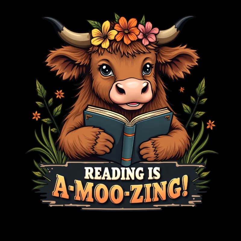 Lustige Kuh liest ein Buch