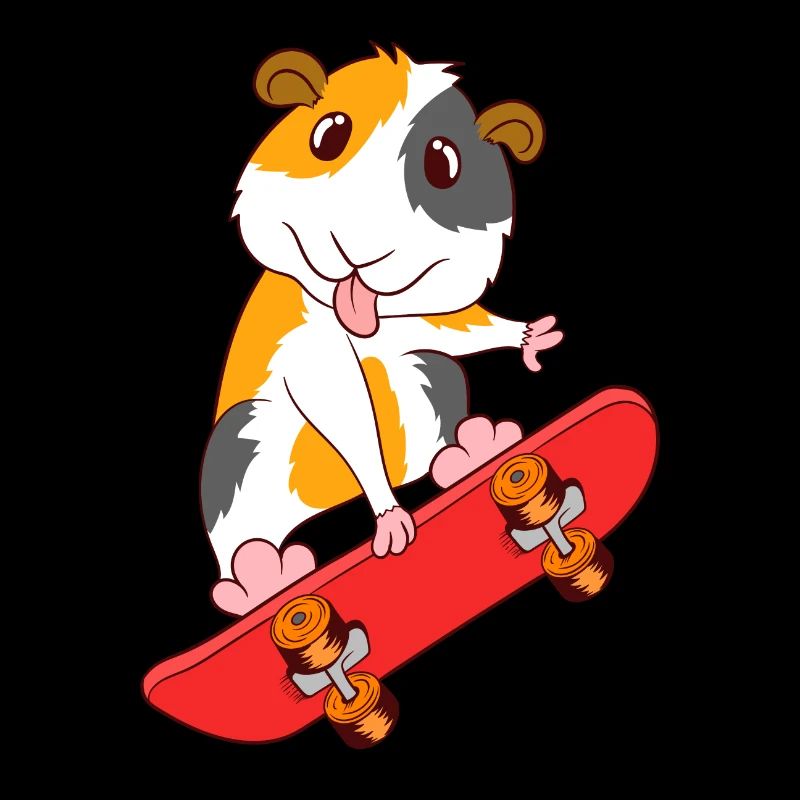 Skateboarding Guinea Pig Skate On Tshirt Design
