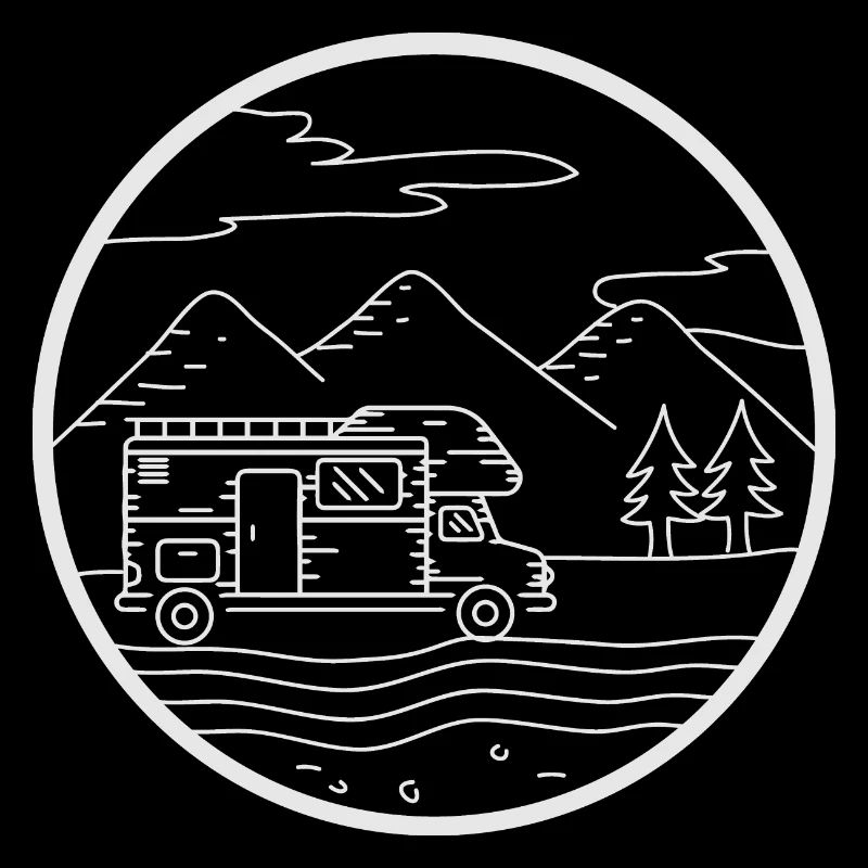 Camper avec camping-car et caravane idée cadeau