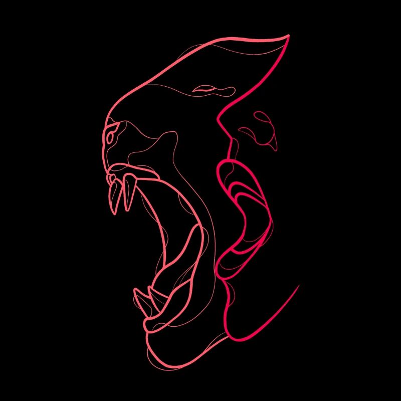 Double visage en single line - humain & animal