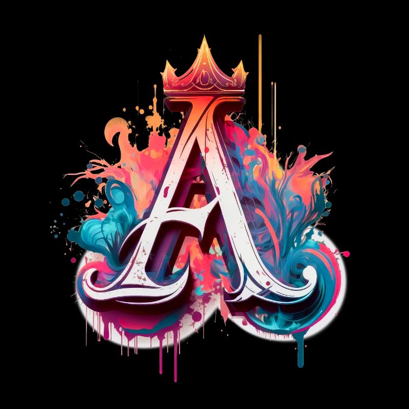 Graffiti Buchstabe A bunt mit Krone