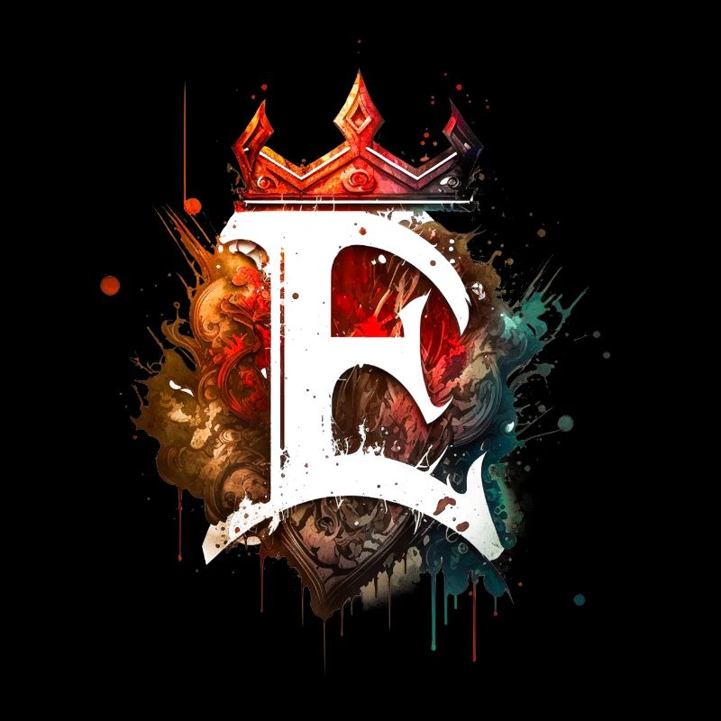 Cooler Graffiti Buchstabe E bunt mit Krone 👑