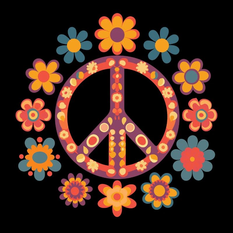 Peace and Love-Logo mit Vintage-Farben