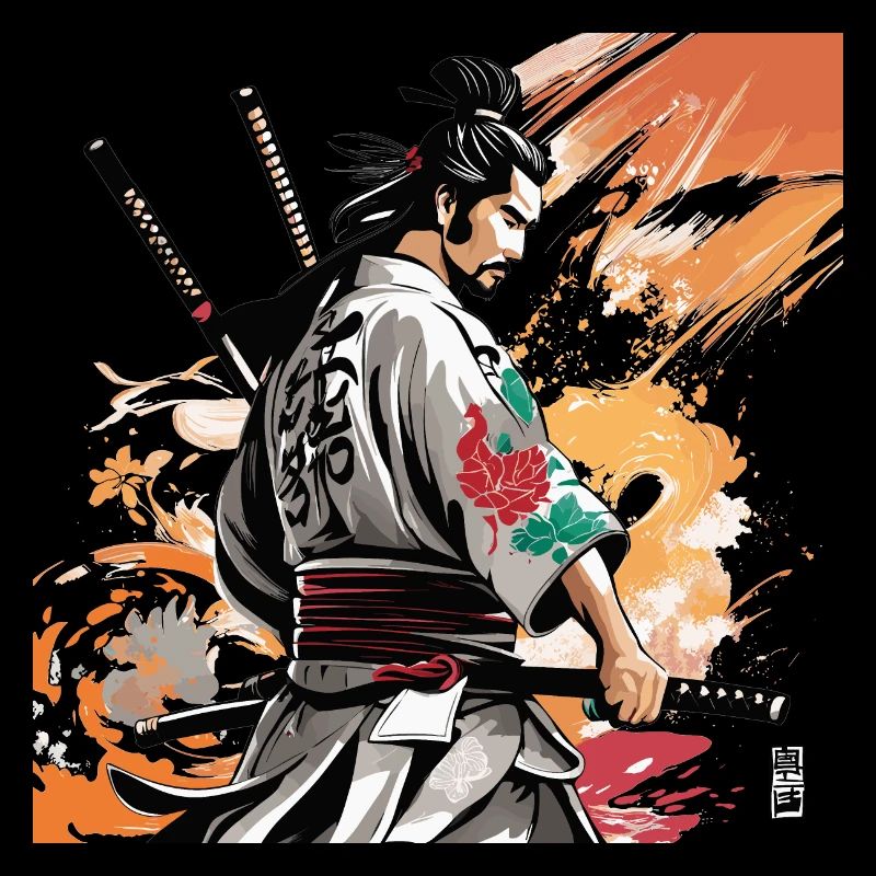 samurai with swords graphic