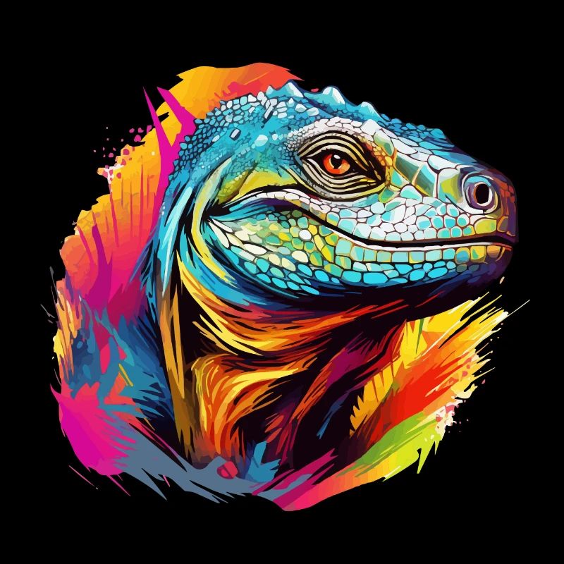 Bunter Komodowaran Farbkleckse Farbspritzer