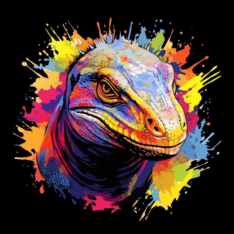 Bunter Komodowaran Farbkleckse Farbspritzer