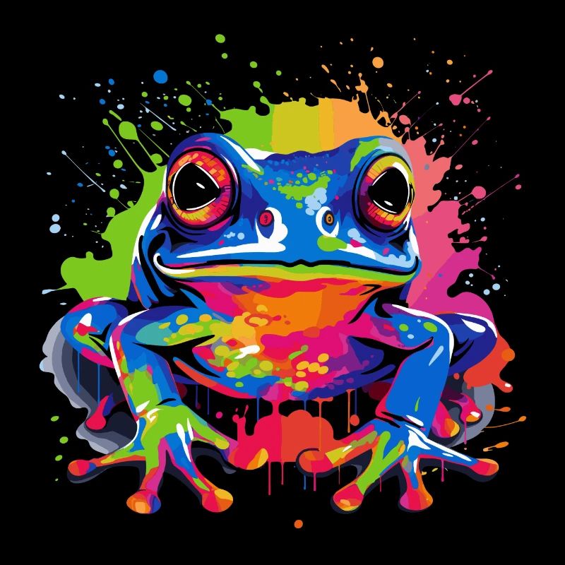Grenouille colorée éclaboussures d’éclaboussures de peinture