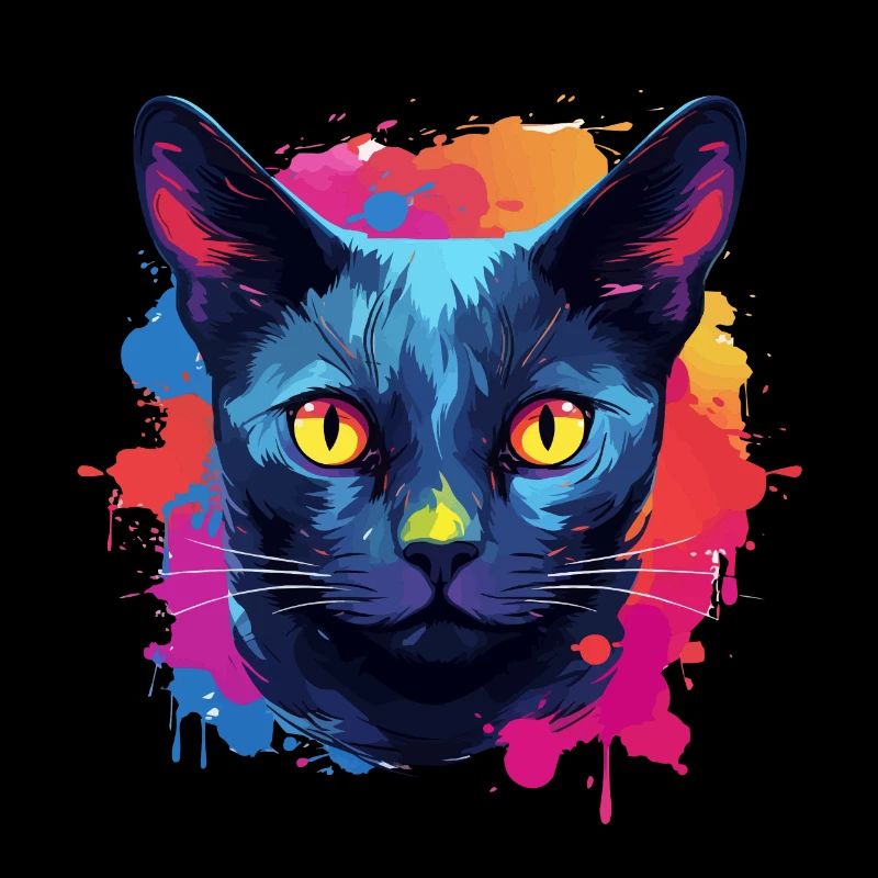 Chat bleu russe éclaboussures de peinture éclaboussures de peinture