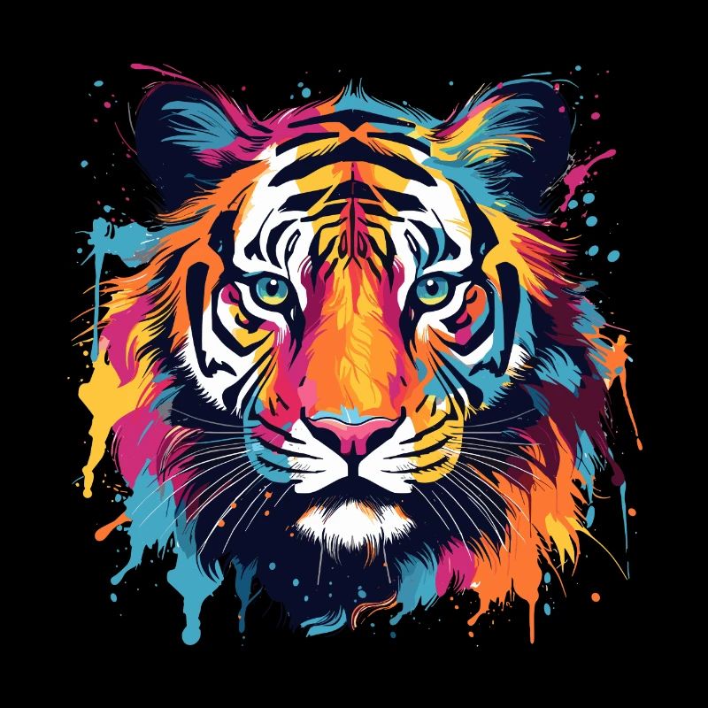 Bunter Tiger Farbkleckse Farbspritzer