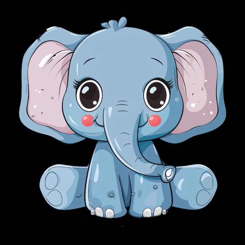 Mignon éléphant bleu avec de grands yeux