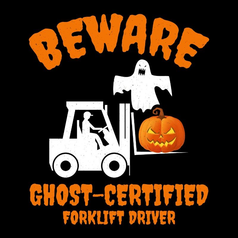 Halloween Ghost Forklift Operator Pumpkin Funny