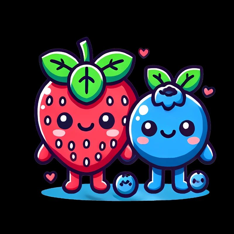 Erdbeere Heidelbeere Kawaii Duo