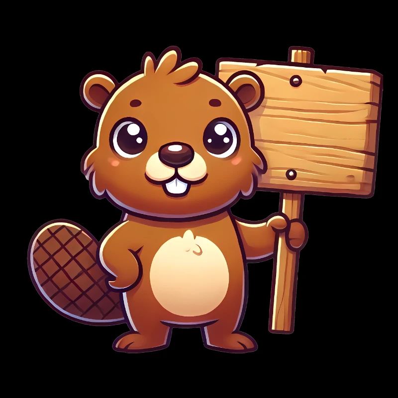 Adorable castor avec conception de panneau vierge