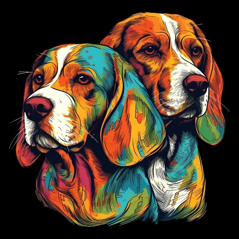2 farbenfrohe Beagle