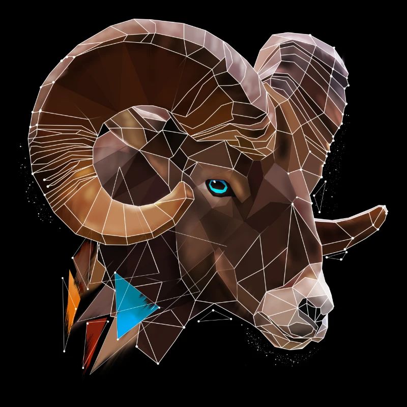 Cool Low Poly Bélier | Signe du zodiaque | Triangle
