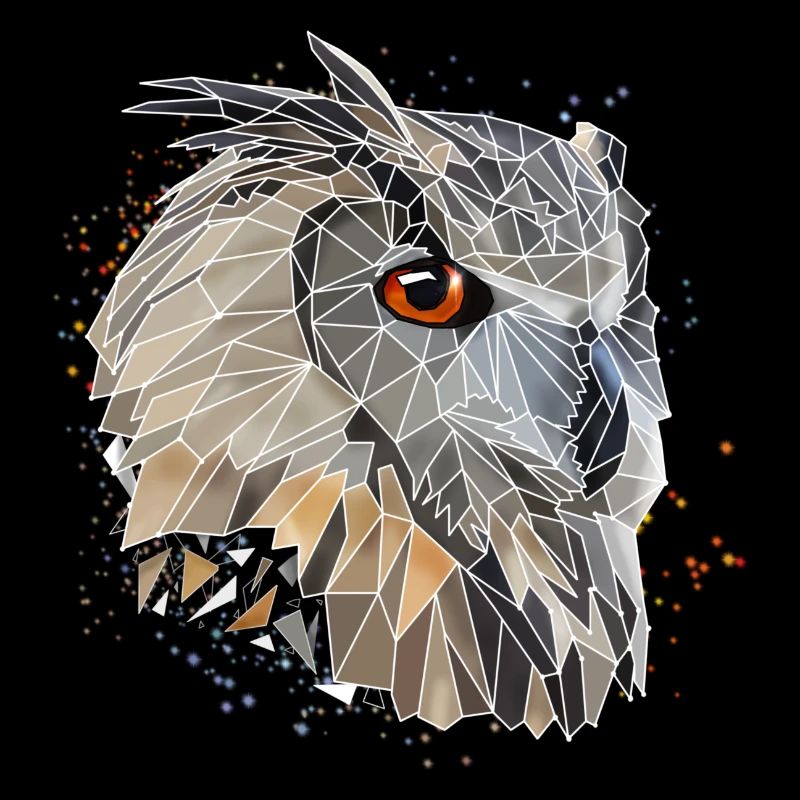 Coole Low Poly Eule | Geometrisch | Dreiecke