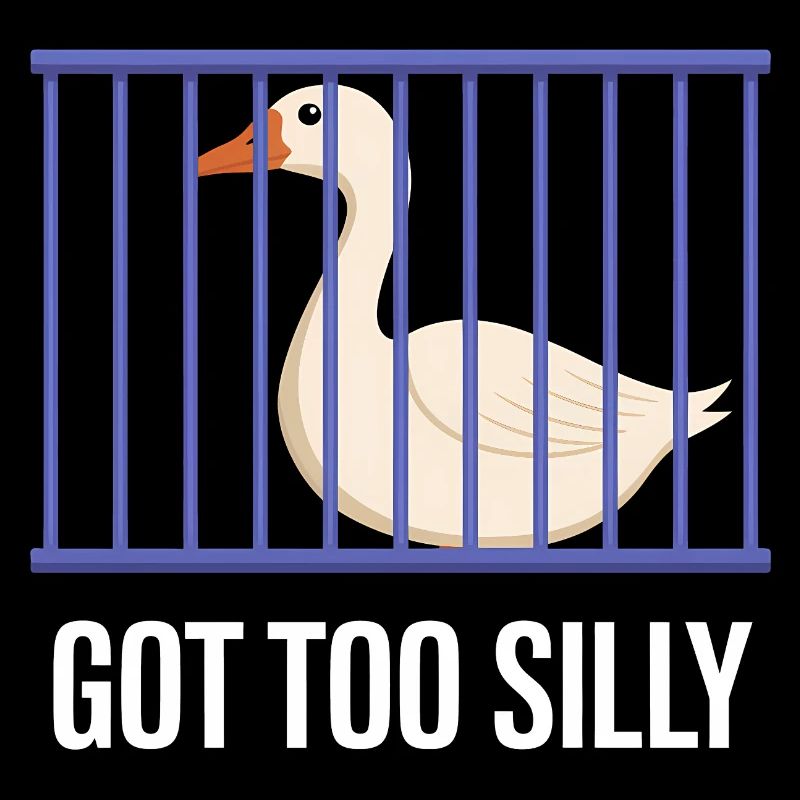 Funny goose in a cage