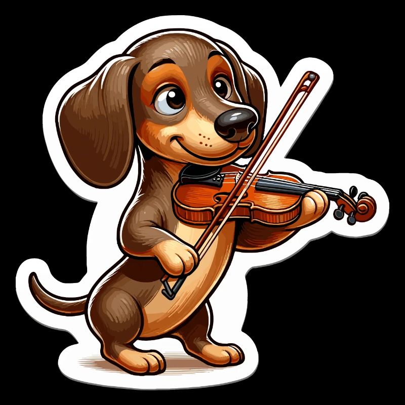 Teckel mignon jouant du violon