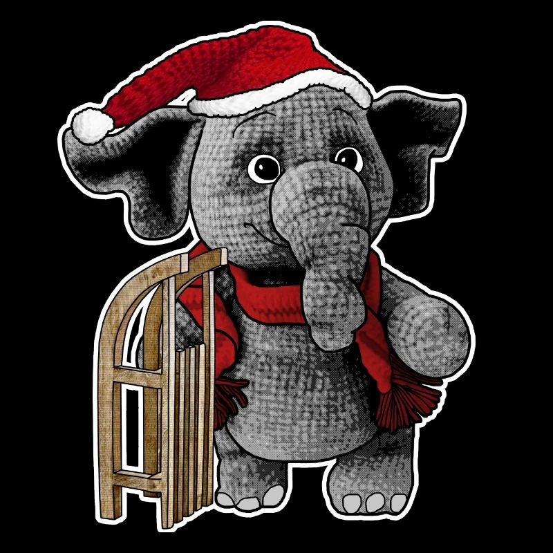 Weihnachtsmann Elefant mit Schlitten Geschenkidee