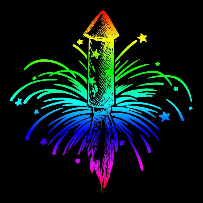 New Year colorful firework rocket sparkle sky