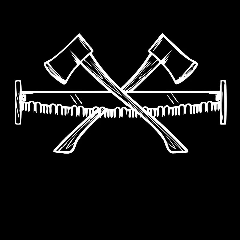 Cutting down a tree with an axe and saw