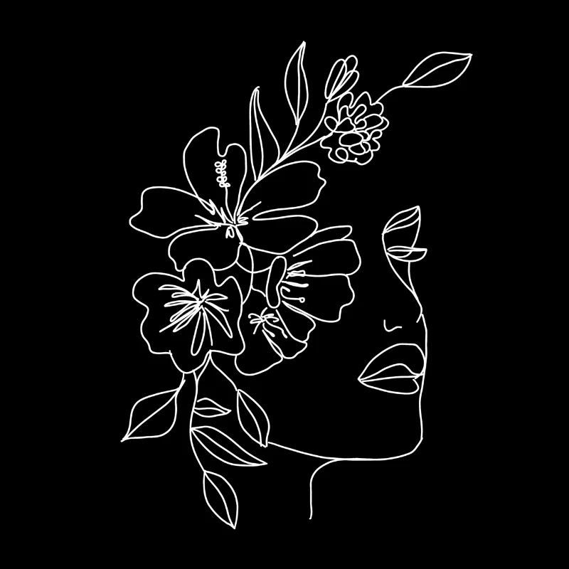 Blumengesicht Zeichnung Minimalistisch