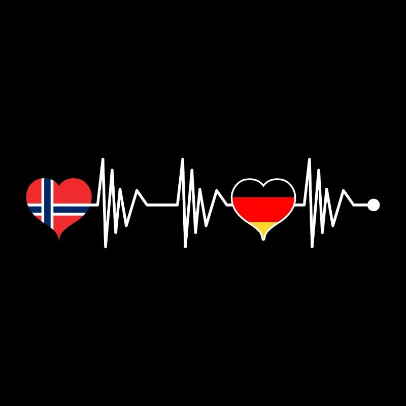 Norway and Germany flag heartbeat