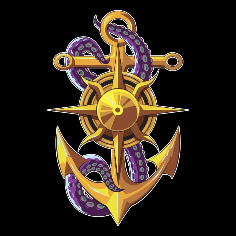 anchor compass gold tentacle