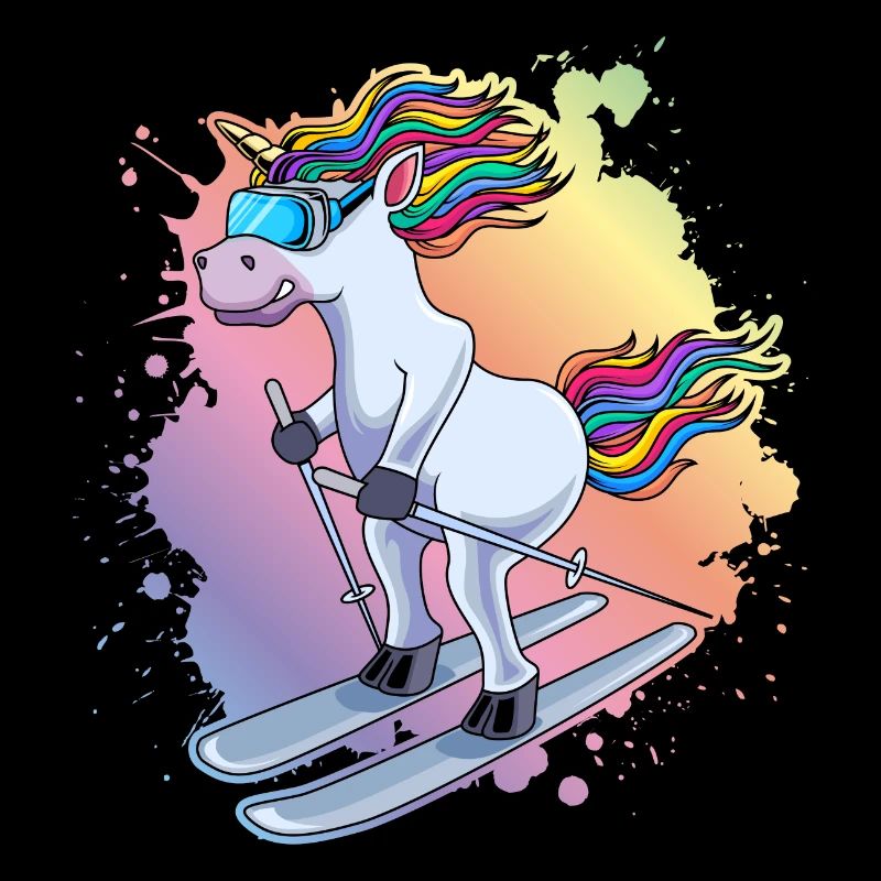 Einhorn Ski Piste Bunt Klecks