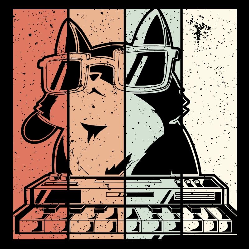 Cat On A Synthétiseur Vintage Analog Techno