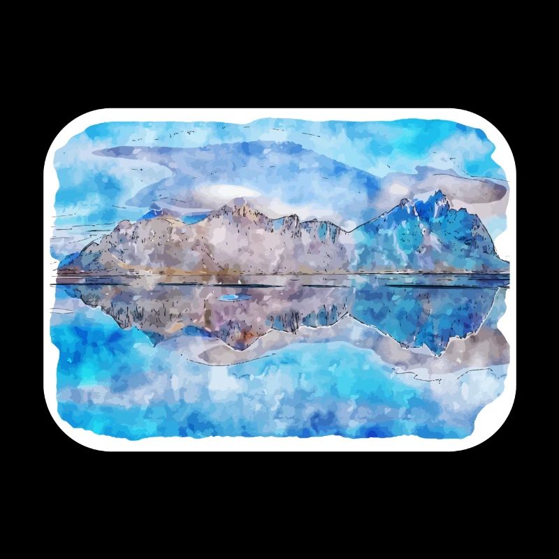 Islande Aquarelle Esquisse Dessinée à la main Illustration