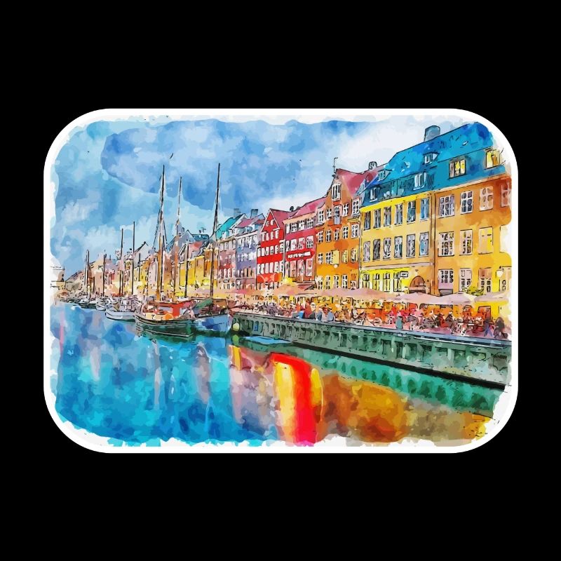 Copenhague Danemark Aquarelle Sketch Illustration