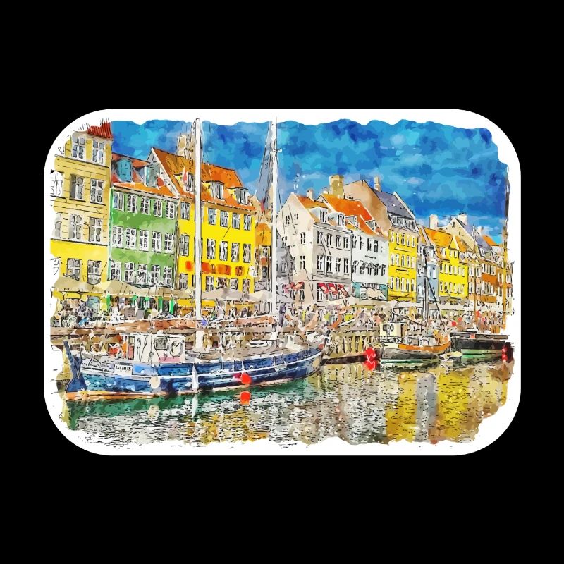 Copenhague Danemark Aquarelle Esquisse Dessinée Paintin