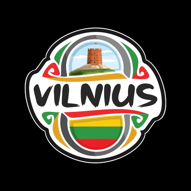 Vilnius Litauen Flagge Abzeichen Reise Souvenir Briefmarke