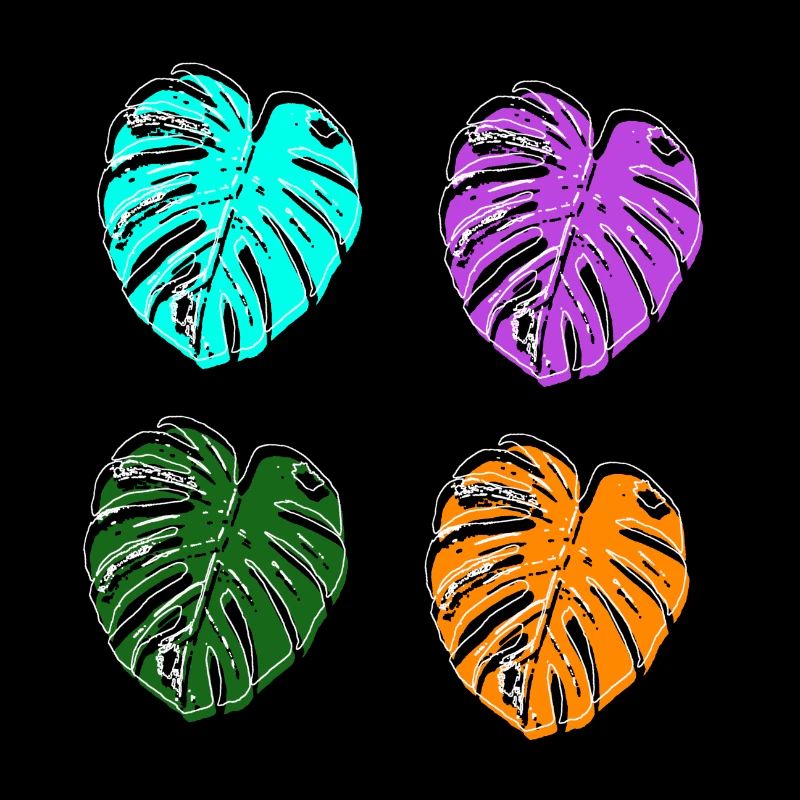 couleurs rétro colorées de monstera