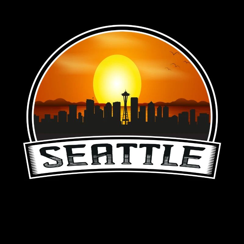 Seattle Washington États-Unis Skyline Vintage Sunset