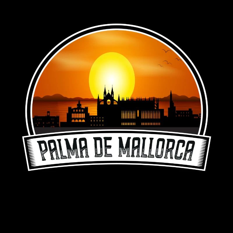 Palma de Mallorca Spanien Skyline Vintage Sunset Tra