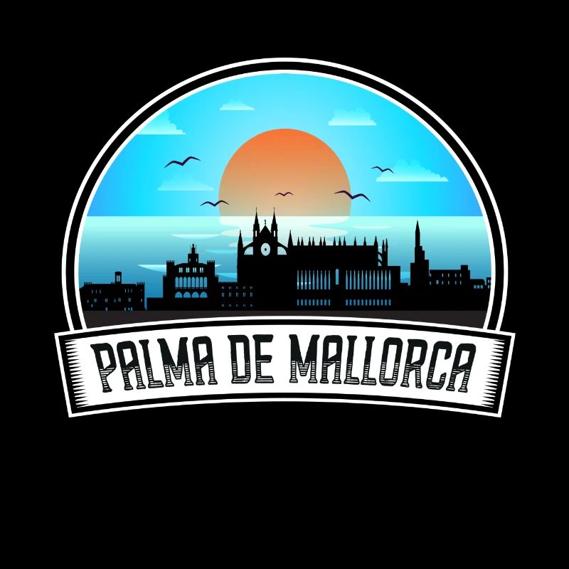 Palma de Mallorca Spanien Skyline Vintage Sunset Tra