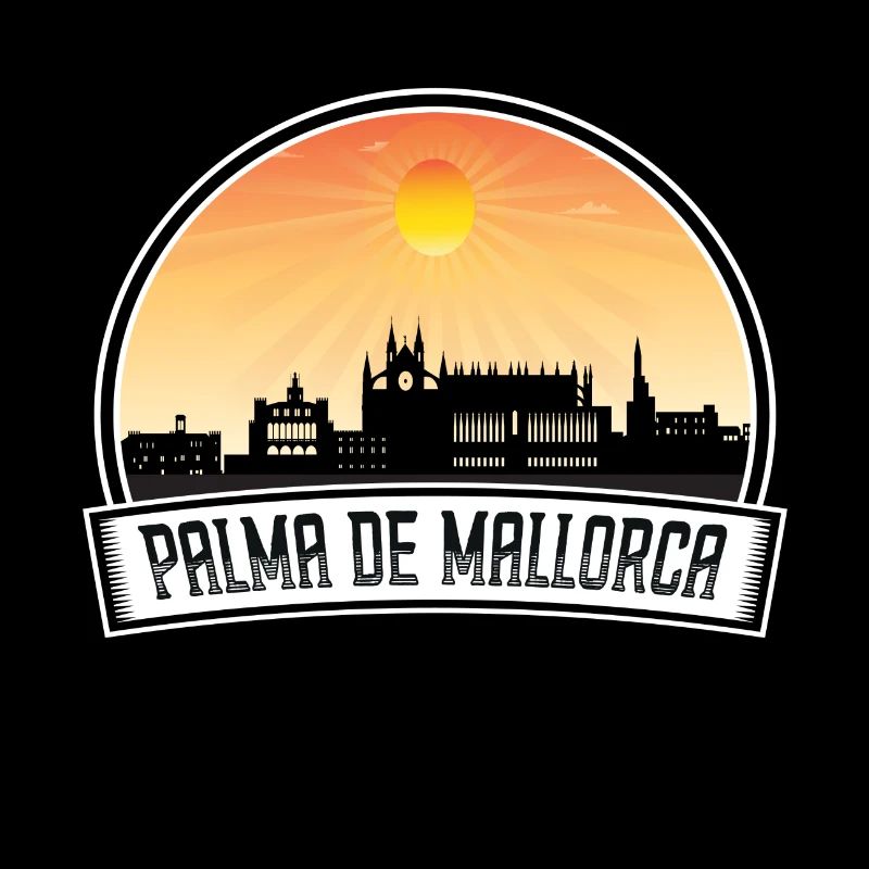 Palma de Mallorca Spanien Skyline Vintage Sunset Tra