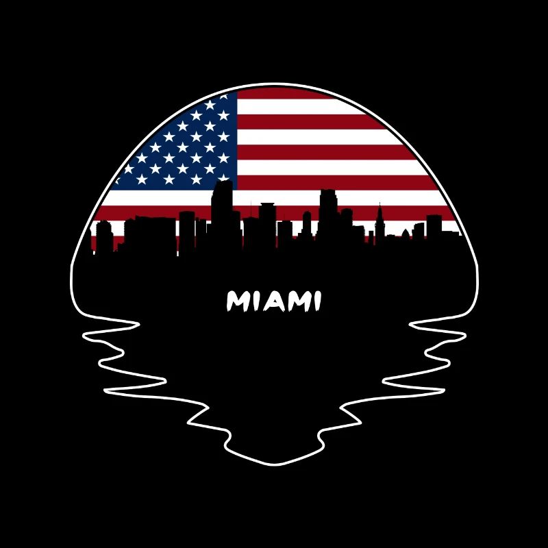 Miami Floride États-Unis Drapeau Skyline Silhouette Voyage