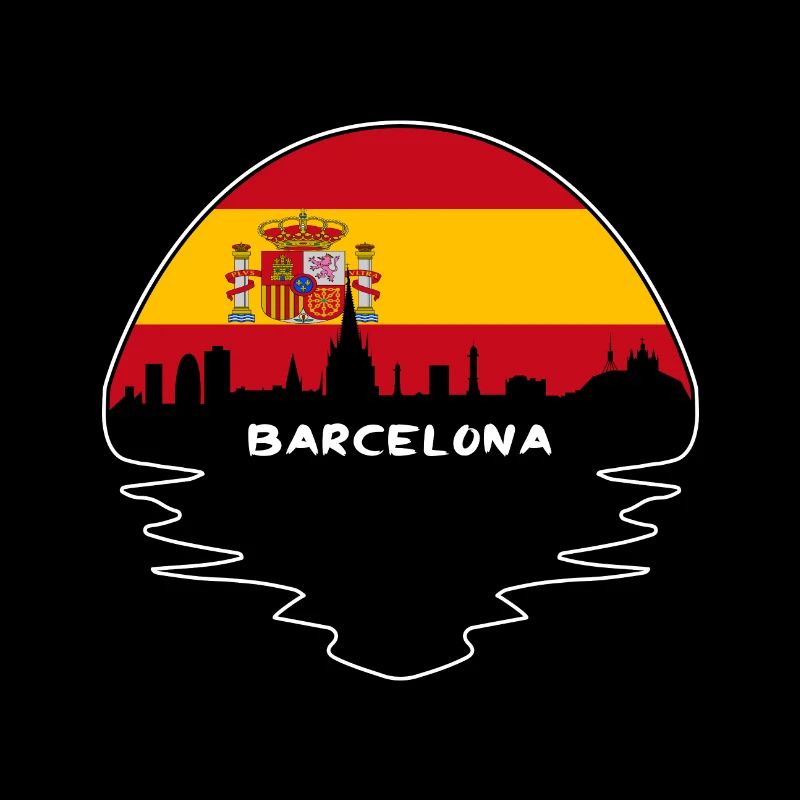 Barcelone Espagne Drapeau Skyline Silhouette Travel
