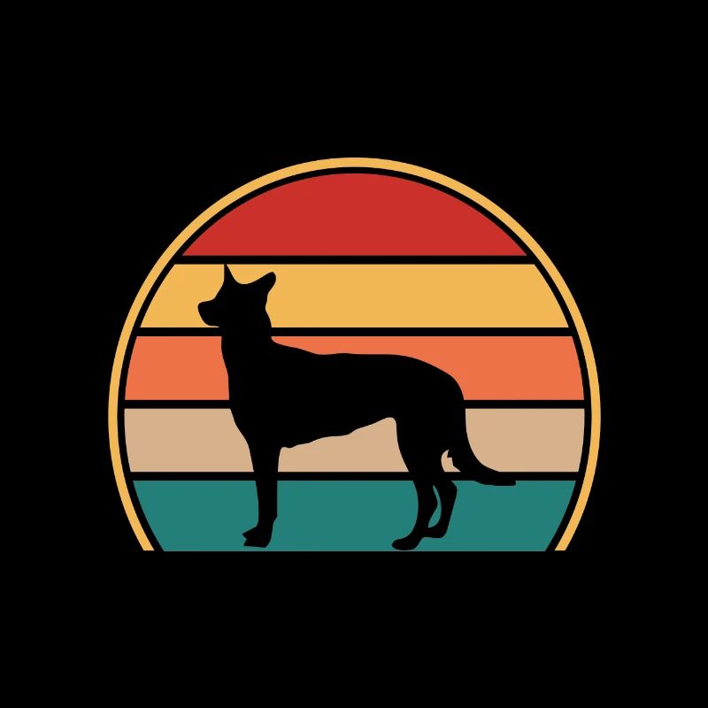 Belgischer Schäferhund Malinois Hund Silhouette Retro