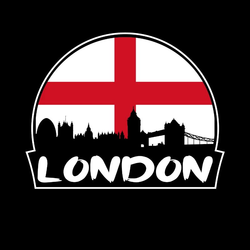Londres, Angleterre, drapeau, Skyline, silhouette, voyage