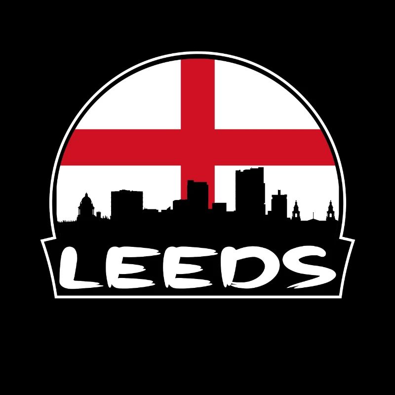 Leeds Angleterre Drapeau Skyline Silhouette Voyage