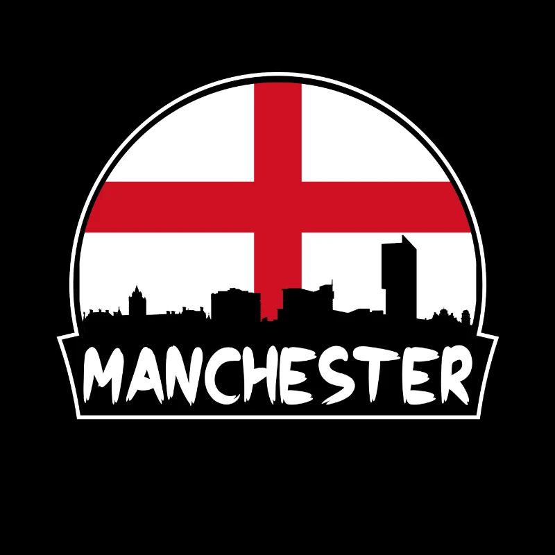 Manchester Angleterre Drapeau Skyline Silhouette Voyage