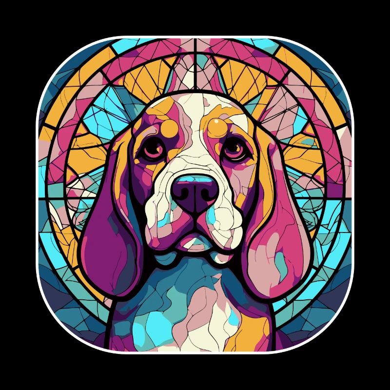 Bunte Beagle Hunderasse Aquarell Glas Paintin