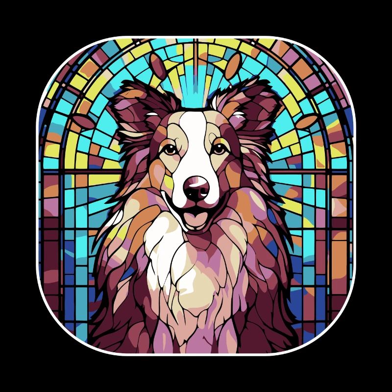 Bunte Collie Hunderasse Aquarell Glas Paintin
