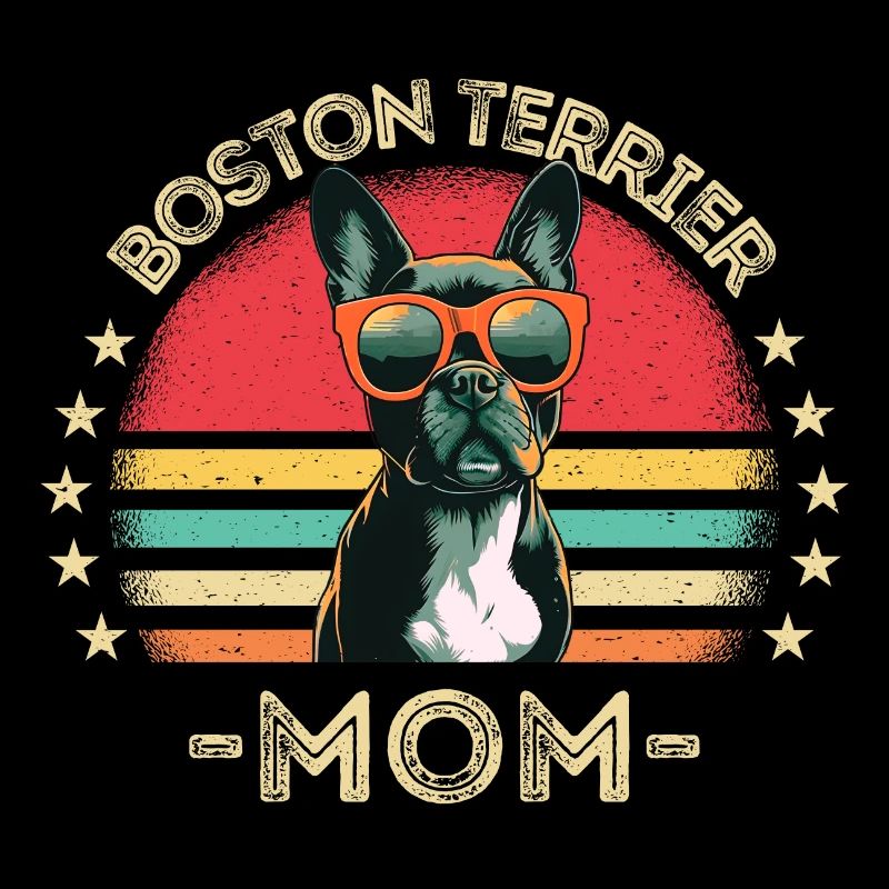 Boston Terrier avec lunettes de soleil rétro