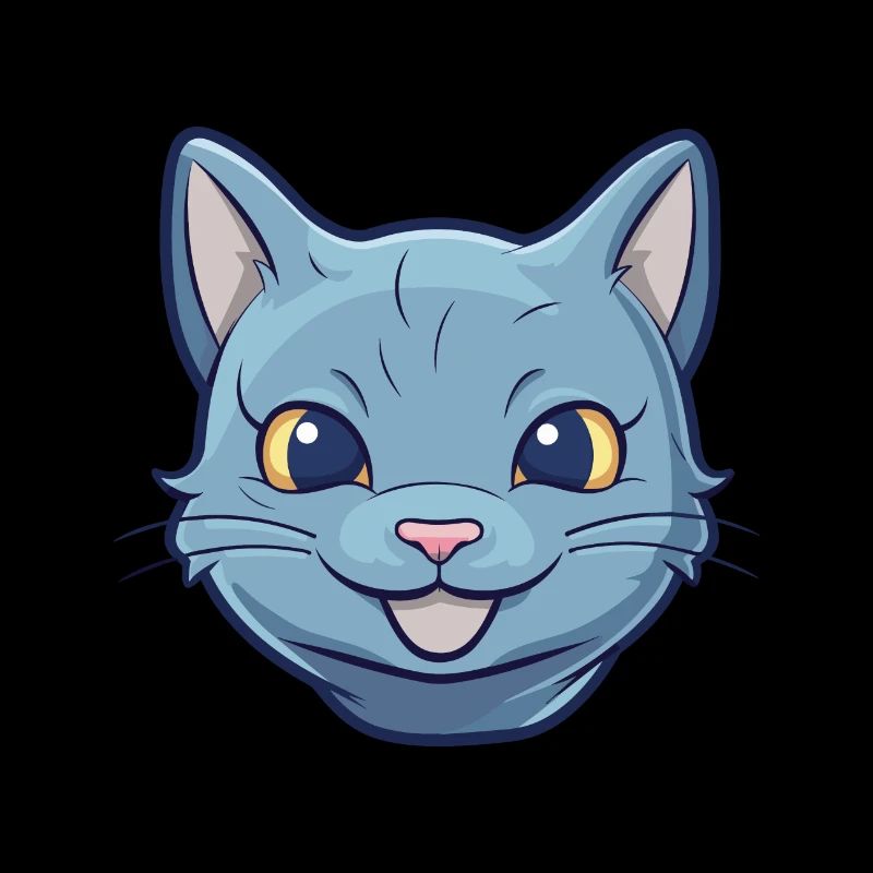 Illustration d’aquarelle de bande dessinée de chat bleu russe